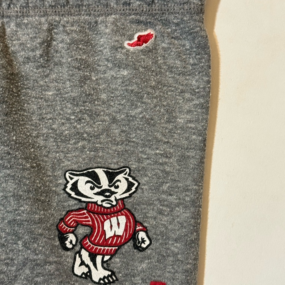 VINTAGE Wisconsin Badgers Gray Jogger Sweatpants with Red Logo - Picture 3 of 10
